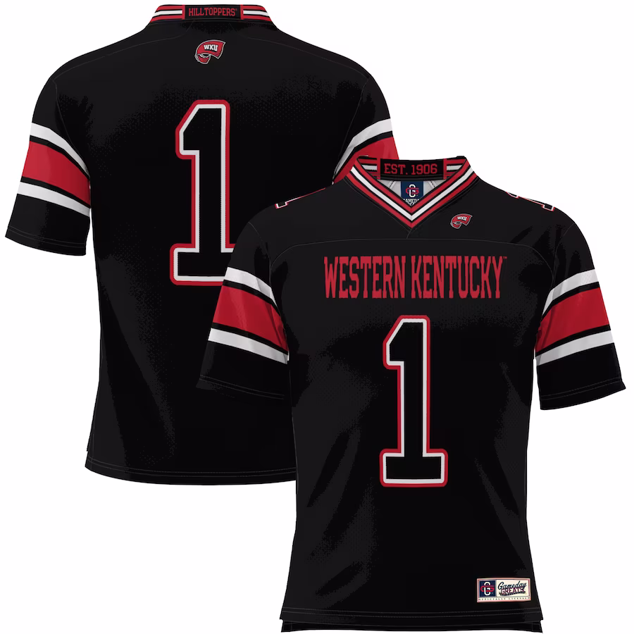 #1 Western Kentucky Hilltoppers GameDay Greats Youth Endzone Football Jersey - Black - ujerseystore