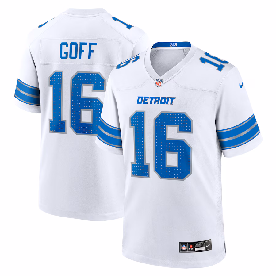 Men's Detroit Lions Jared Goff Nike White Game Jersey - ujerseystore