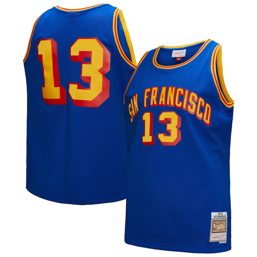 Men's San Francisco Warriors Wilt Chamberlain Mitchell & Ness Royal Hardwood Classics 1963/64 Swingman Jersey - ujerseystore