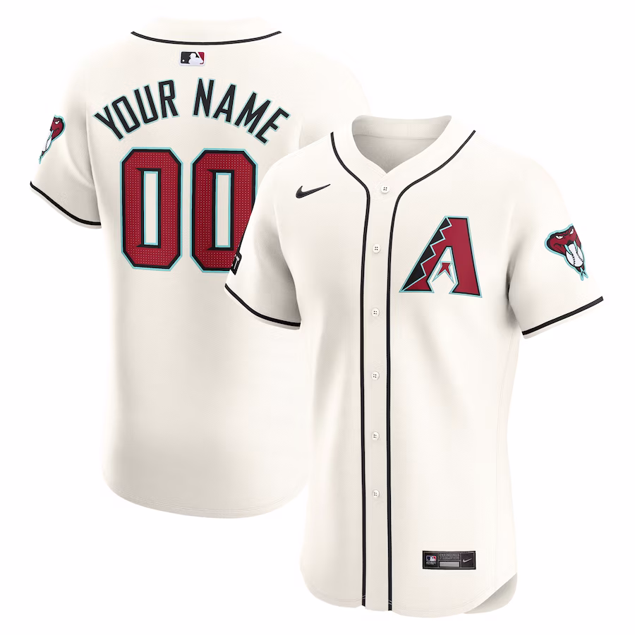 Men's Arizona Diamondbacks Nike White Home Elite Custom Patch Jersey - ujerseystore