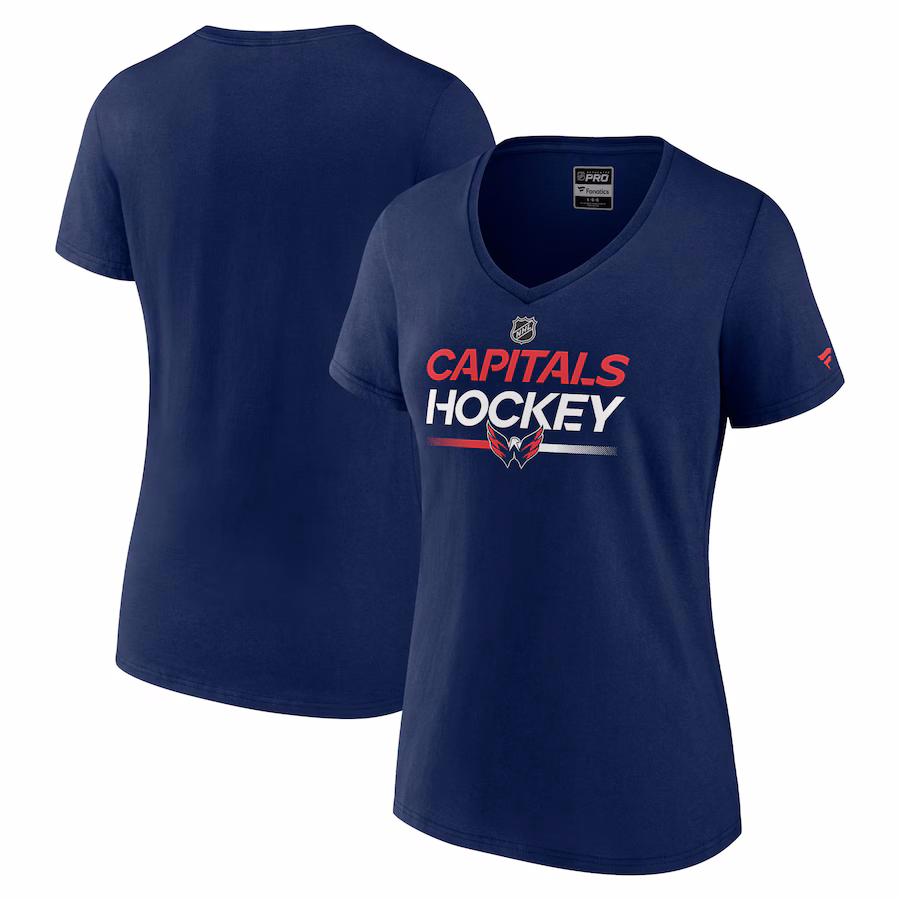 Women's Washington Capitals Fanatics Navy Authentic Pro V-Neck T-Shirt - ujerseystore