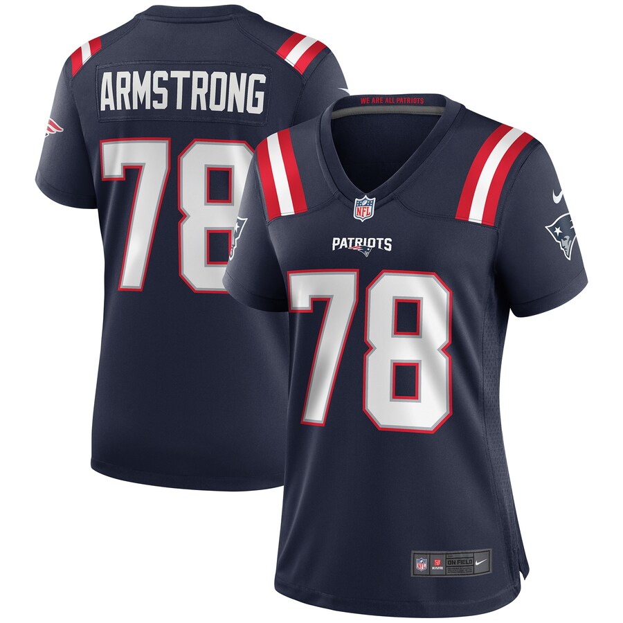 Women's New England Patriots Bruce Armstrong Nike Navy Game Retired Player Jersey - ujerseystore