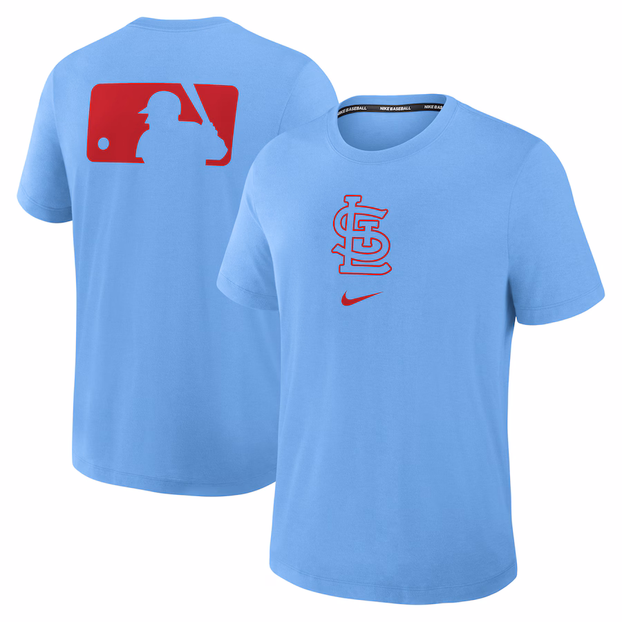 Men's St. Louis Cardinals Nike Light Blue Authentic Collection Early Work Tri-Blend Performance T-Shirt - ujerseystore