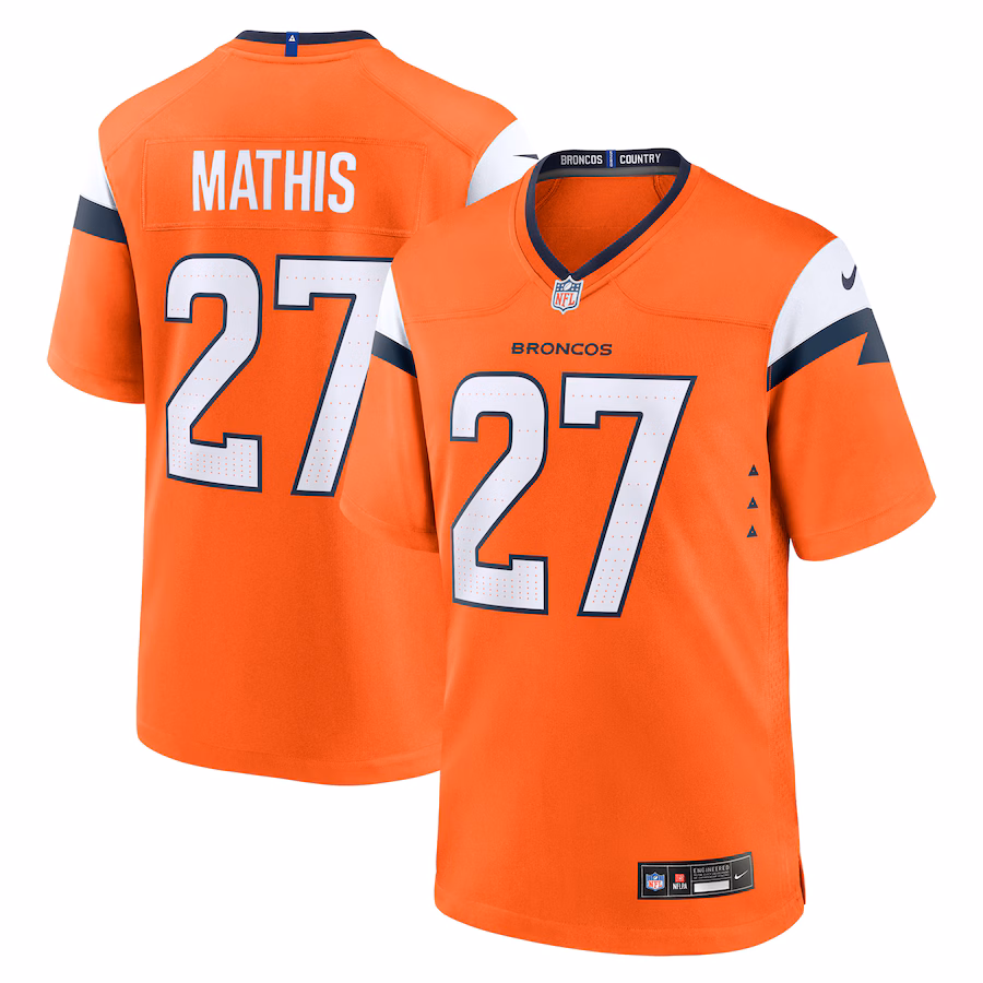 Men's Denver Broncos Damarri Mathis Nike Orange Team Game Jersey - ujerseystore