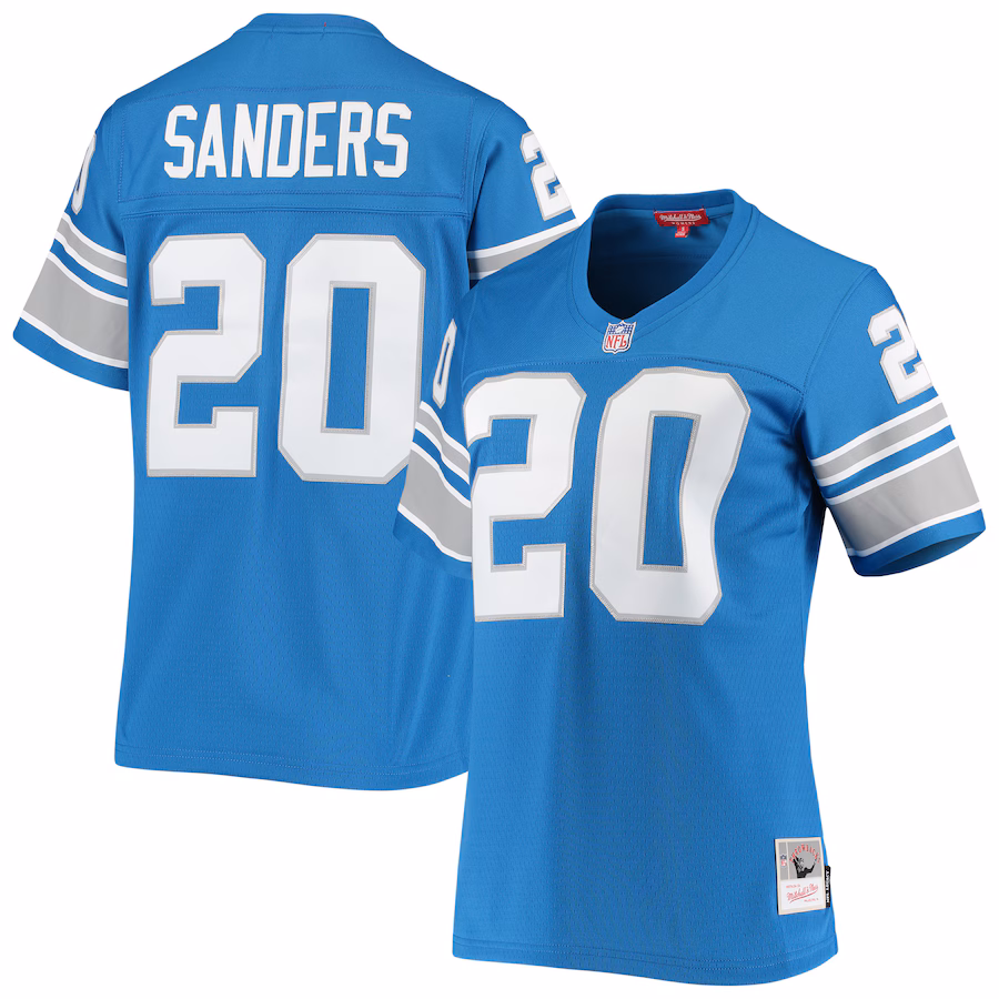 Women's Detroit Lions Barry Sanders Mitchell & Ness Blue 1996 Legacy Replica Jersey - ujerseystore