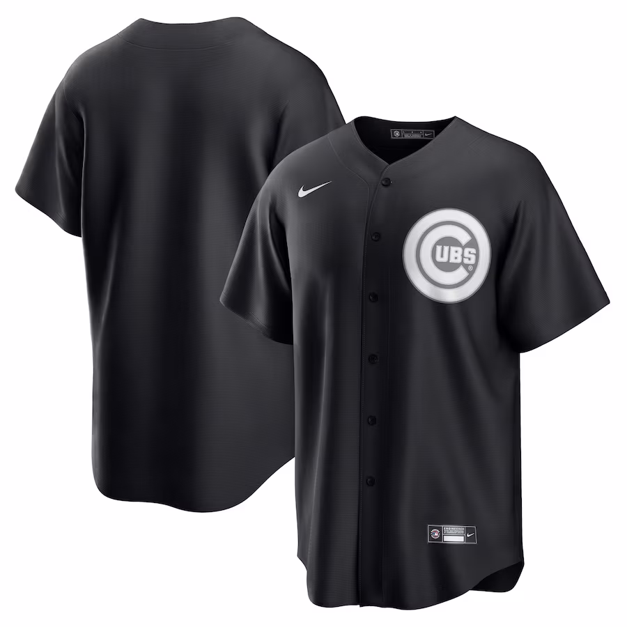 Men's Chicago Cubs Nike Black/White Official Replica Jersey - ujerseystore