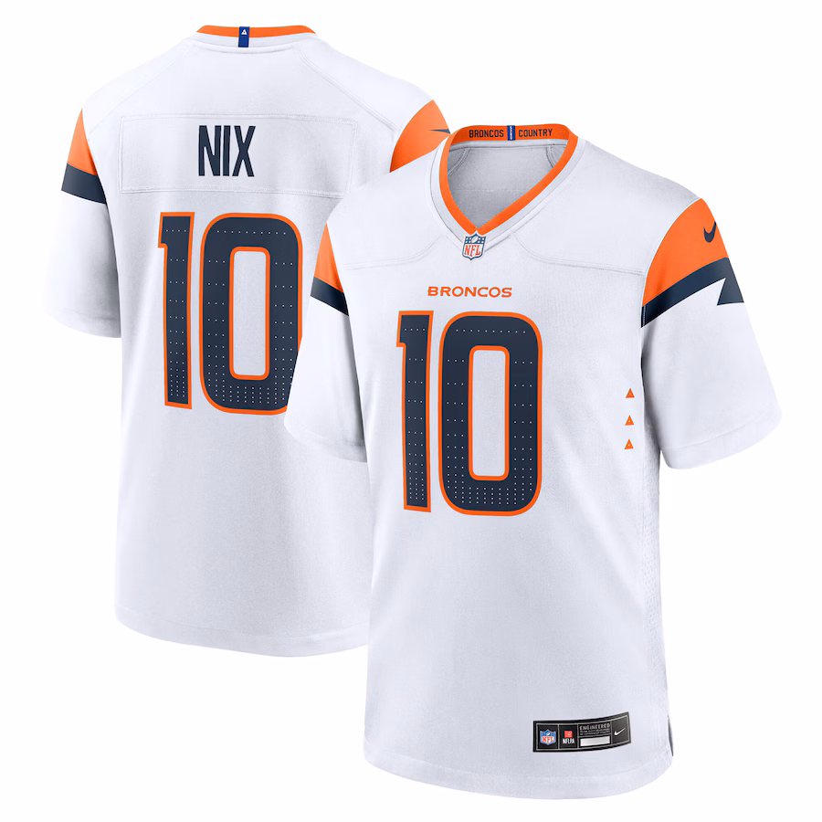 Youth Denver Broncos Bo Nix Nike White Game Jersey - ujerseystore