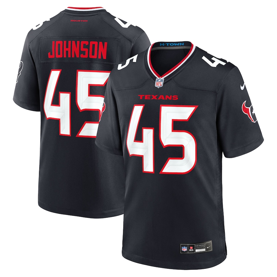 Men's Houston Texans Jakob Johnson Nike Navy Team Game Jersey - ujerseystore