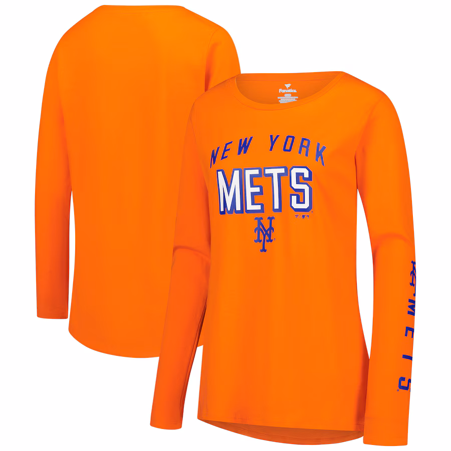 Women's New York Mets Fanatics Orange Team Long Sleeve T-Shirt - ujerseystore