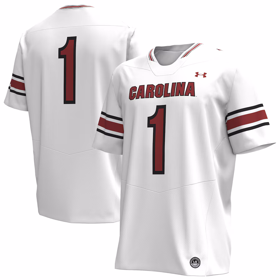 #1 South Carolina Gamecocks Under Armour Replica Football Jersey - White - ujerseystore