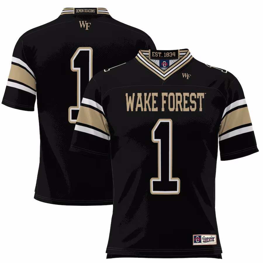 #1 Wake Forest Demon Deacons GameDay Greats Football Jersey - Black - ujerseystore