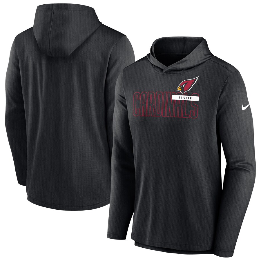 Men's Arizona Cardinals Nike Black Lightweight Performance Hooded Long Sleeve T-Shirt - ujerseystore
