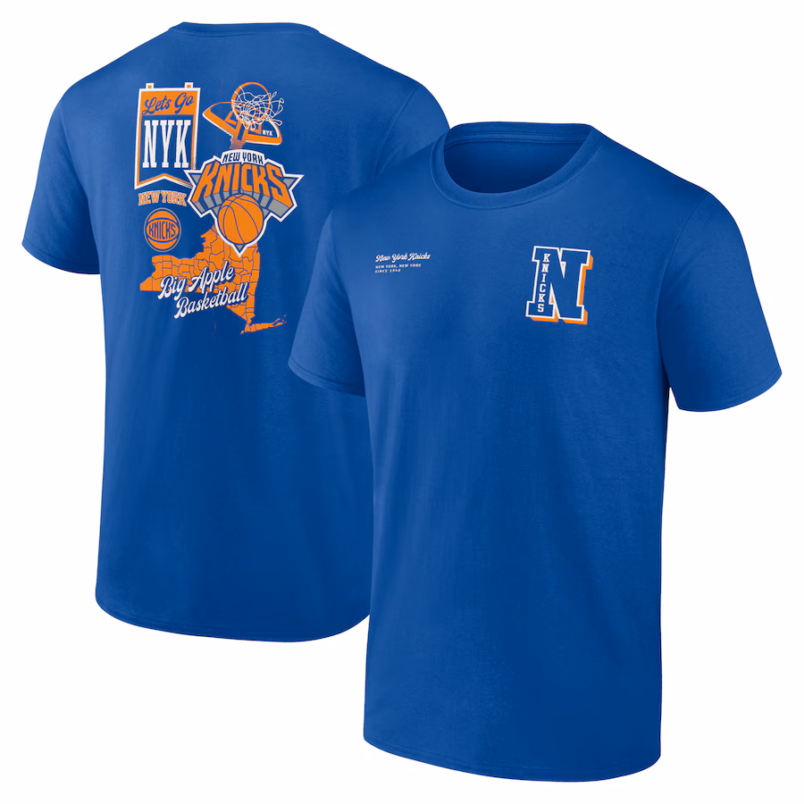 Men's New York Knicks Blue Split Zone T-Shirt - ujerseystore