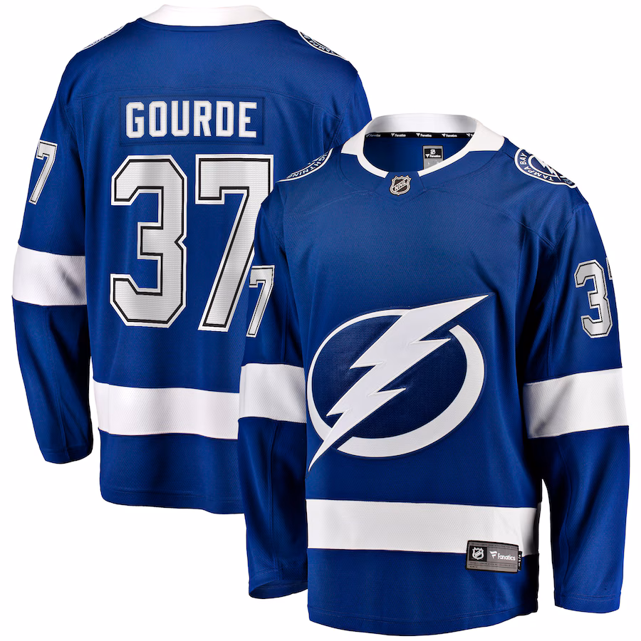 Men's Tampa Bay Lightning Yanni Gourde Fanatics Blue Home Breakaway Jersey - ujerseystore