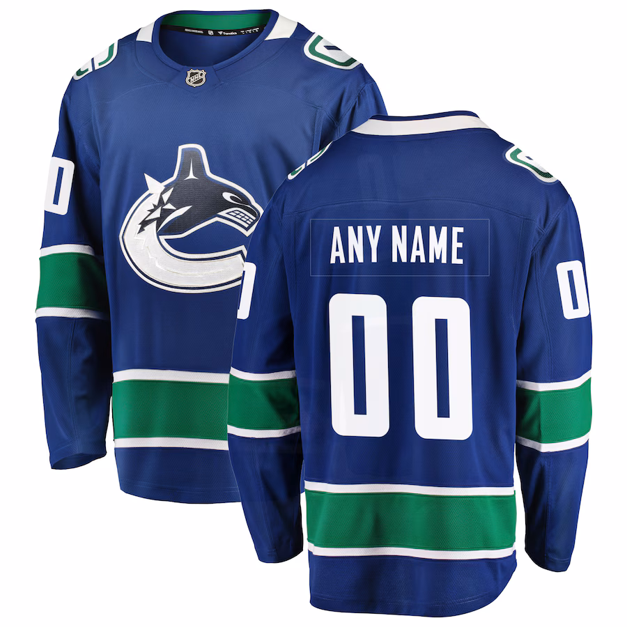 Men's Vancouver Canucks Fanatics Blue Home Team Breakaway Custom Jersey - ujerseystore