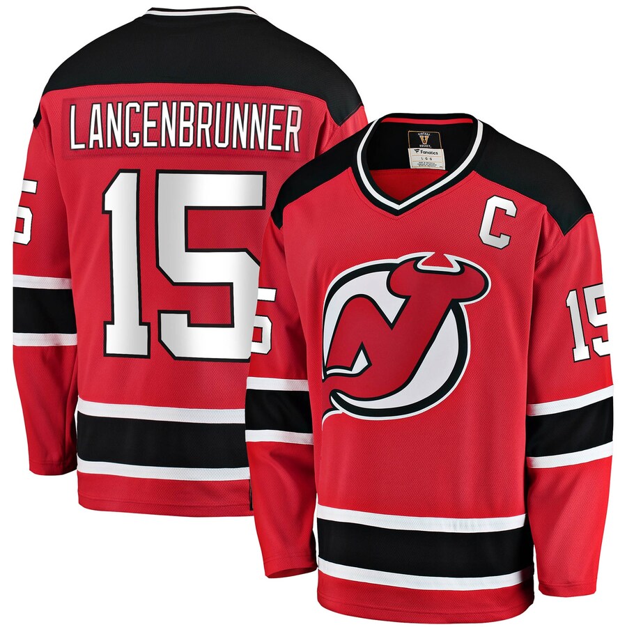 Men's New Jersey Devils Jamie Langenbrunner Fanatics Branded Red Premier Breakaway Retired Player Jersey - ujerseystore