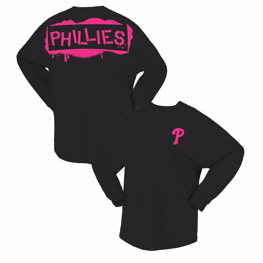 Women's Philadelphia Phillies Fanatics Black Neon Jersey Long Sleeve T-Shirt - ujerseystore