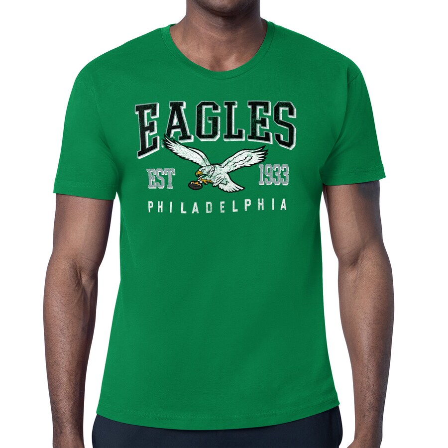 Men's Philadelphia Eagles Starter Kelly Green Distressed Retro Logo T-Shirt - ujerseystore