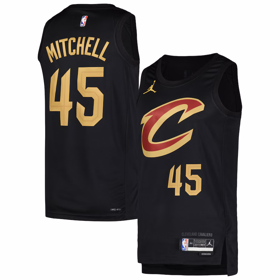Men's Cleveland Cavaliers Donovan Mitchell Jordan Brand Black Swingman Player Jersey - Statement Edition - ujerseystore