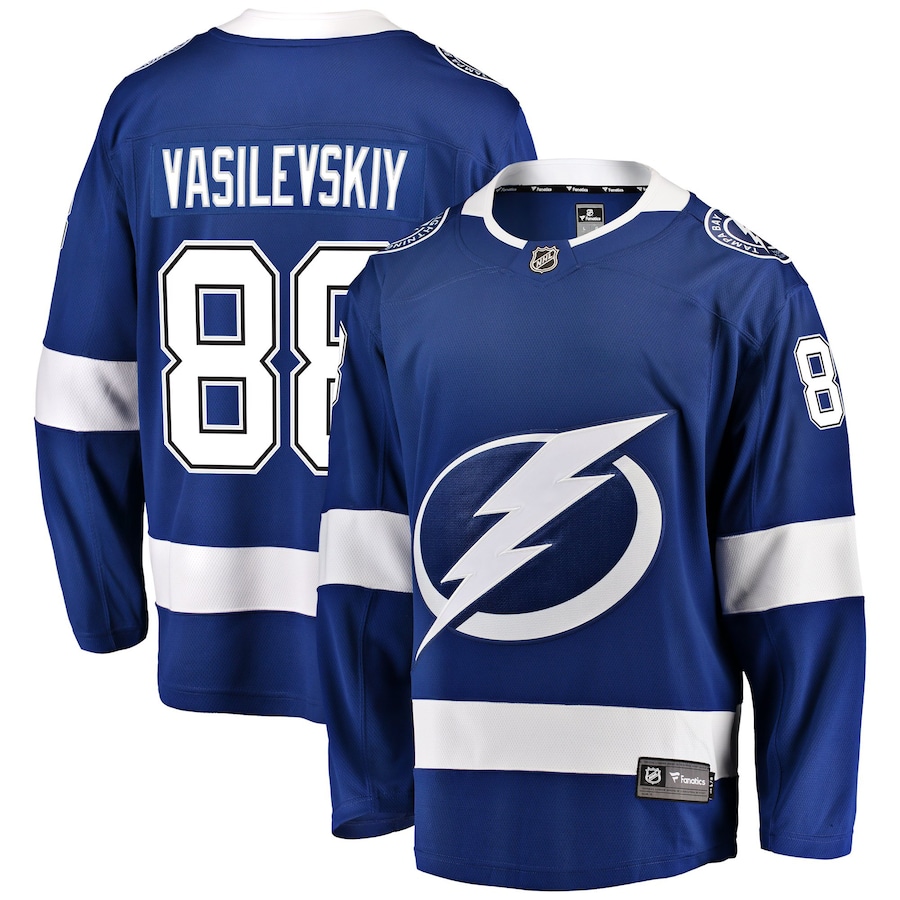 Men's Tampa Bay Lightning Andrei Vasilevskiy Fanatics Branded Blue Home Premier Breakaway Player Jersey - ujerseystore