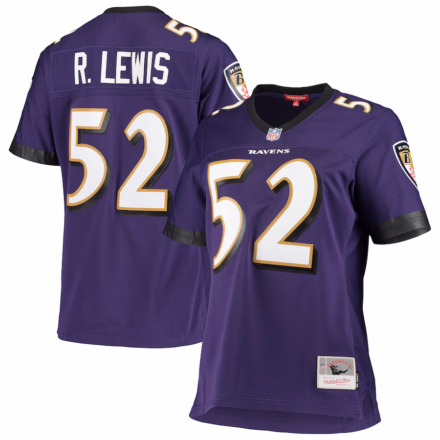 Women's Baltimore Ravens Ray Lewis Mitchell & Ness Purple Legacy Replica Team Jersey - ujerseystore