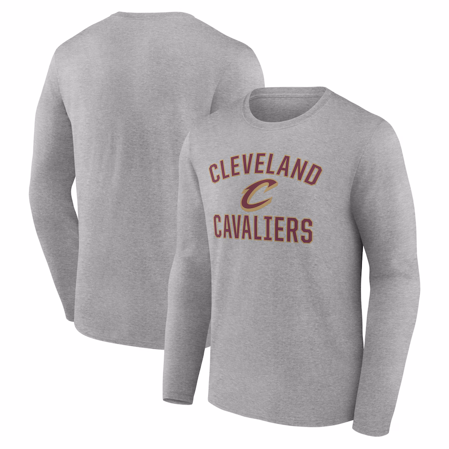 Men's Cleveland Cavaliers Gray Victory Arch Team Long Sleeve T-Shirt - ujerseystore