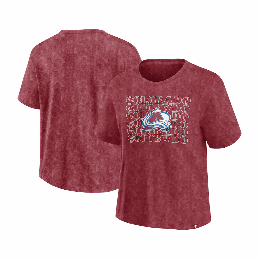 Women's Colorado Avalanche Fanatics Burgundy Faded Wash T-Shirt - ujerseystore