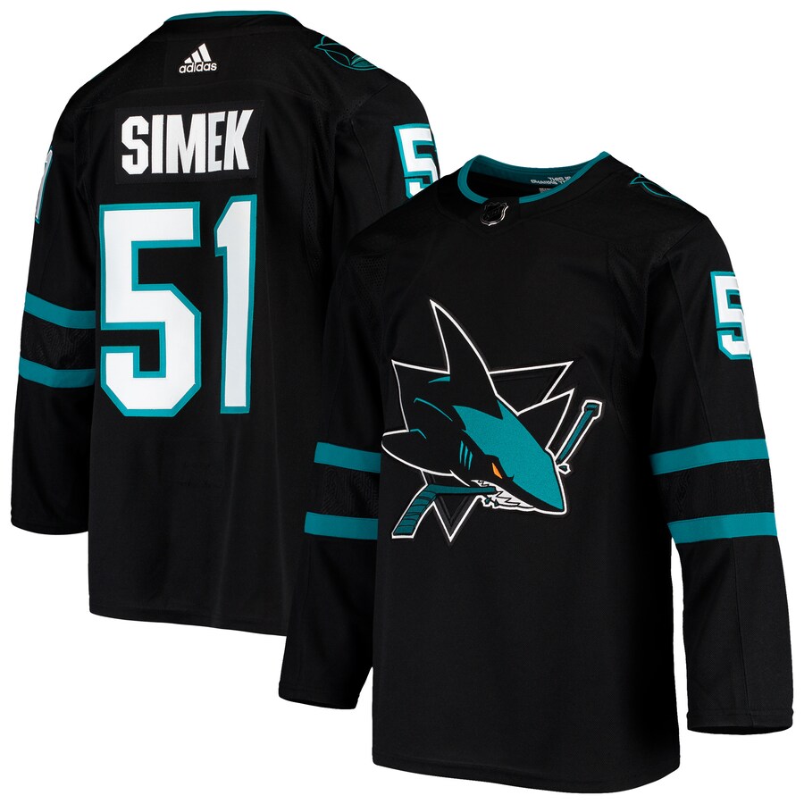 Men's San Jose Sharks Radim Simek adidas Black Alternate Authentic Jersey - ujerseystore