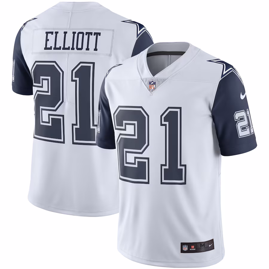 Men's Dallas Cowboys Ezekiel Elliott White Nike Color Rush Vapor Limited Jersey - ujerseystore