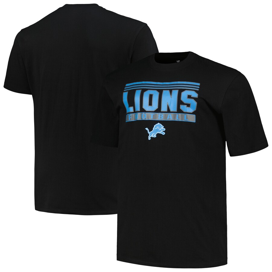 Men's Detroit Lions Fanatics Black Big & Tall Pop T-Shirt - ujerseystore