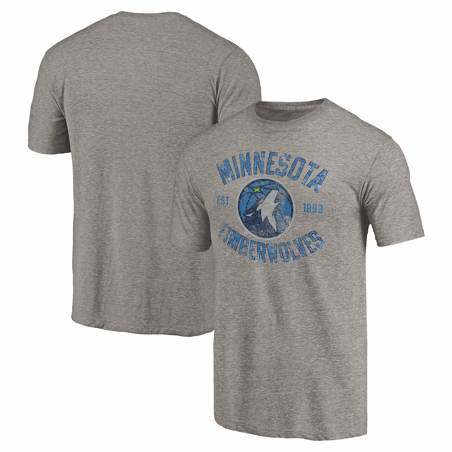 Men's Minnesota Timberwolves Gray Team Heritage Tri-Blend T-Shirt - ujerseystore