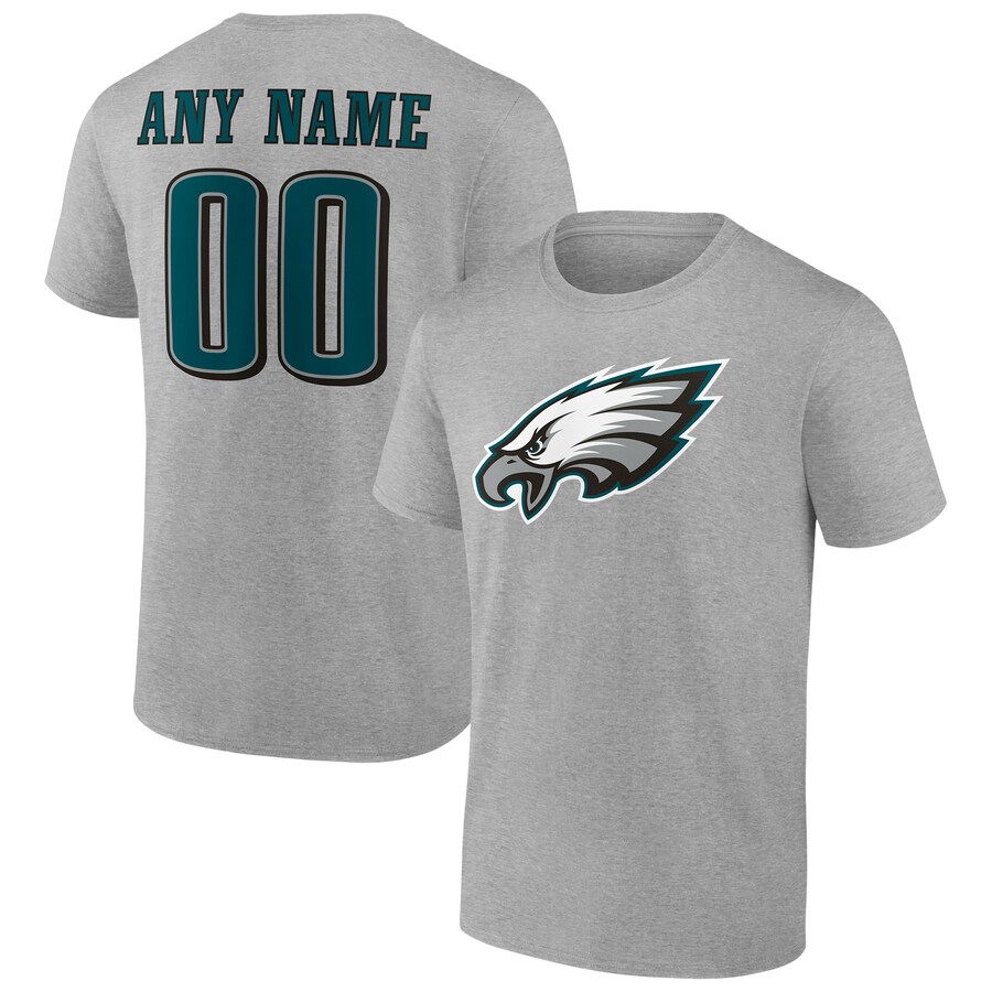 Men's Philadelphia Eagles Heathered Gray Team Authentic Custom T-Shirt - ujerseystore