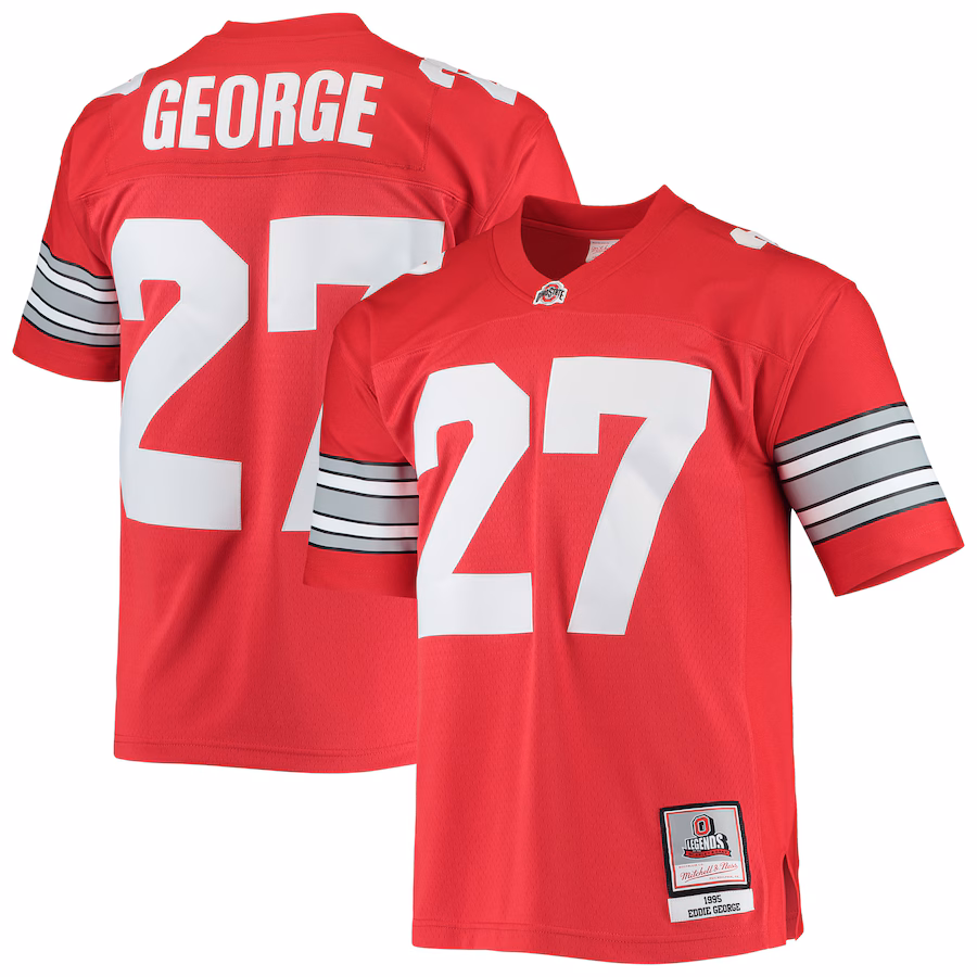 Men's Mitchell & Ness Eddie George Scarlet Ohio State Buckeyes 1995 Authentic Throwback Legacy Jersey - ujerseystore