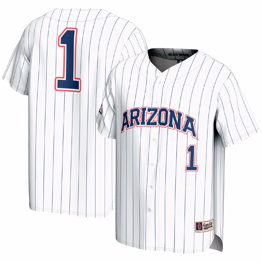 Men's GameDay Greats #1 White Arizona Wildcats Lightweight Baseball Fashion Jersey - ujerseystore