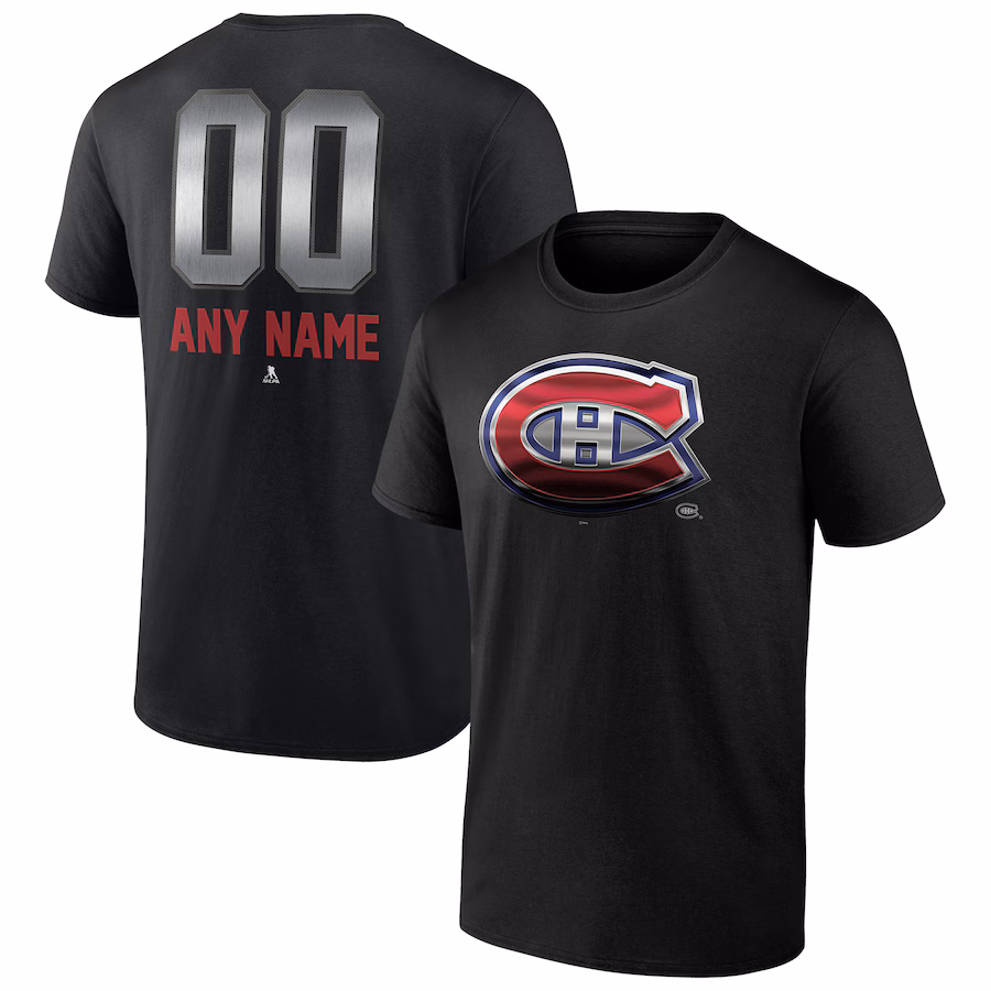 Men's Montreal Canadiens Black Personalized Midnight Mascot Logo T-Shirt - ujerseystore