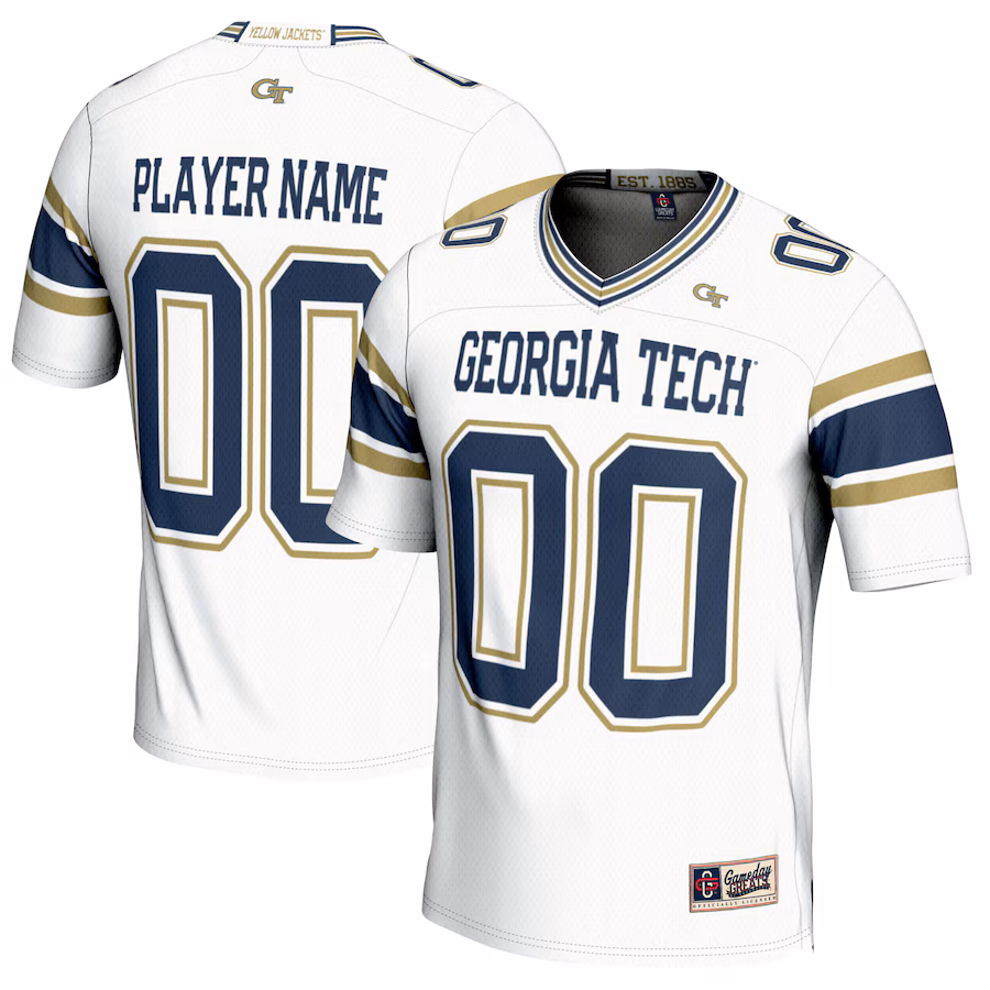 Georgia Tech Yellow Jackets GameDay Greats NIL Pick-A-Player Football Jersey - White - ujerseystore