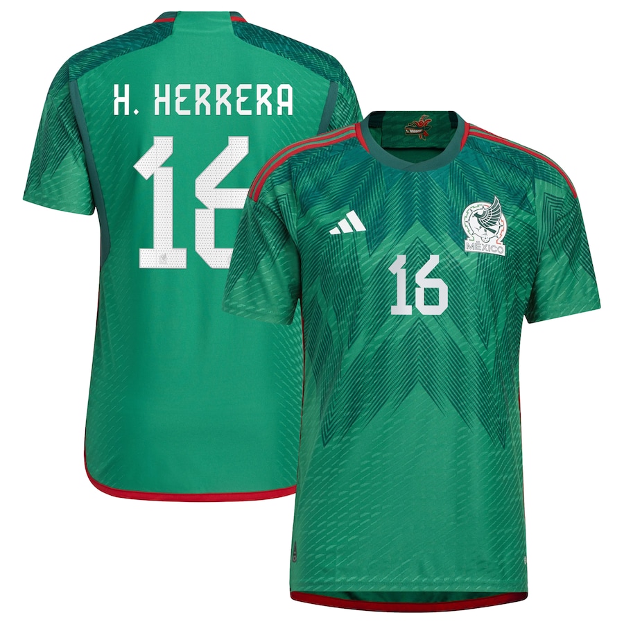 Men's Mexico National Team Héctor Herrera adidas Green 2022/23 Home Authentic Player Jersey - ujerseystore