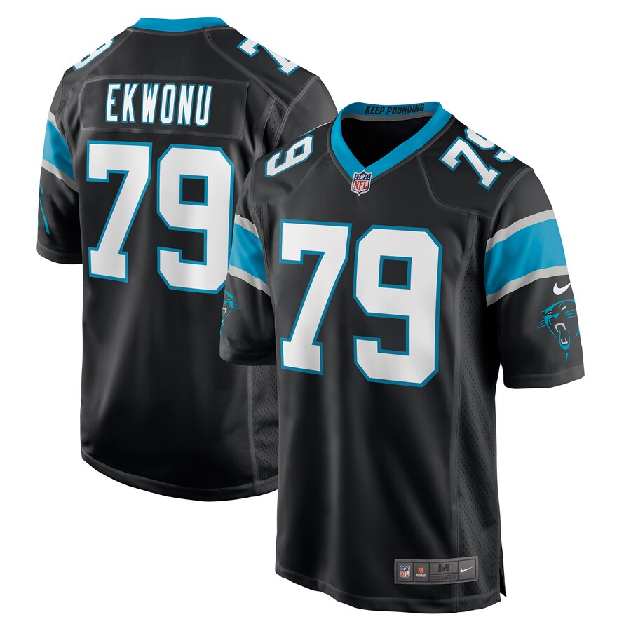 Men's Carolina Panthers Ikem Ekwonu Nike Black Player Game Jersey - ujerseystore