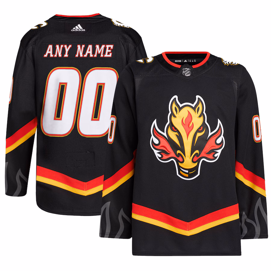 Men's Calgary Flames adidas Black Alternate Primegreen Authentic Custom Jersey - ujerseystore