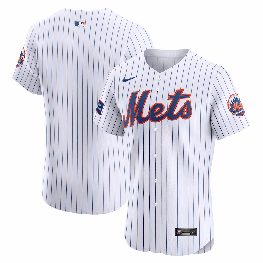Men's New York Mets Nike White Home Elite Patch Jersey - ujerseystore