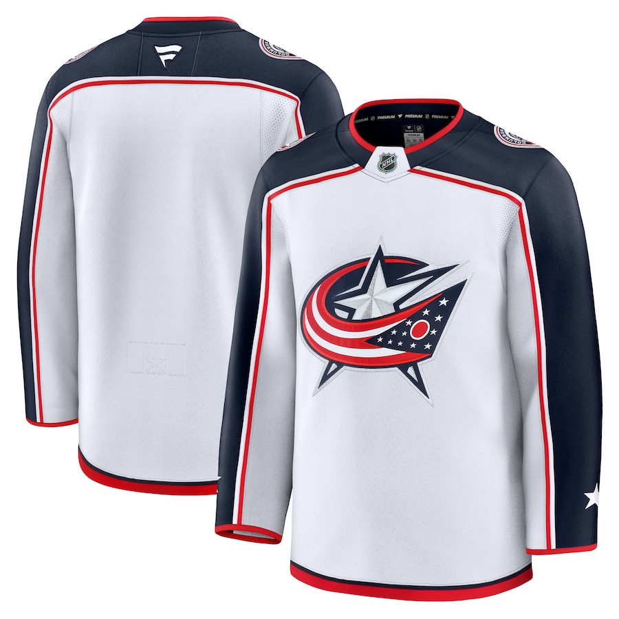 Men's Columbus Blue Jackets Fanatics White Away Premium Jersey - ujerseystore