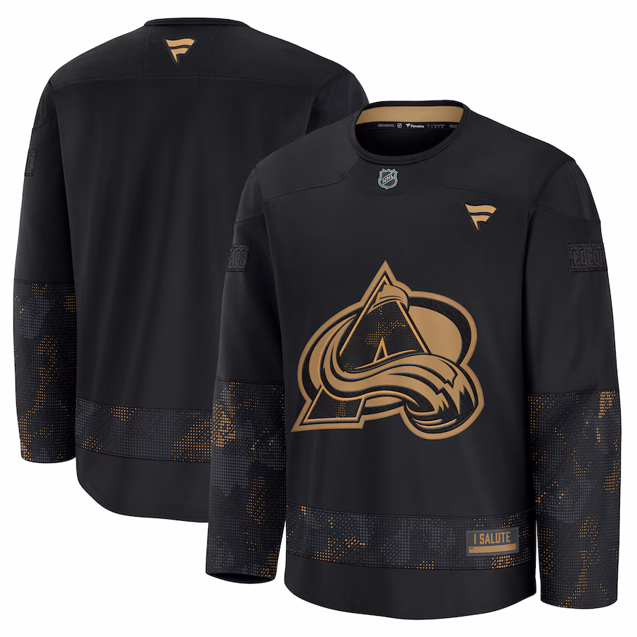 Men's Colorado Avalanche Fanatics Black 2024 Military Appreciation Practice Jersey - ujerseystore