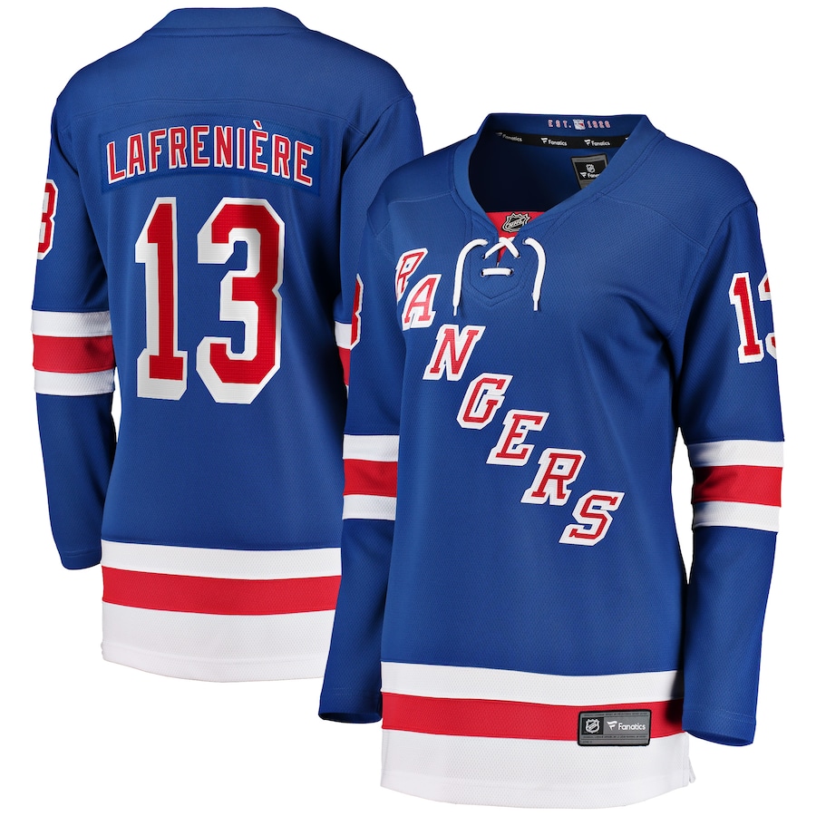 Women's New York Rangers Alexis Lafrenière Fanatics Blue Breakaway Player Jersey - ujerseystore