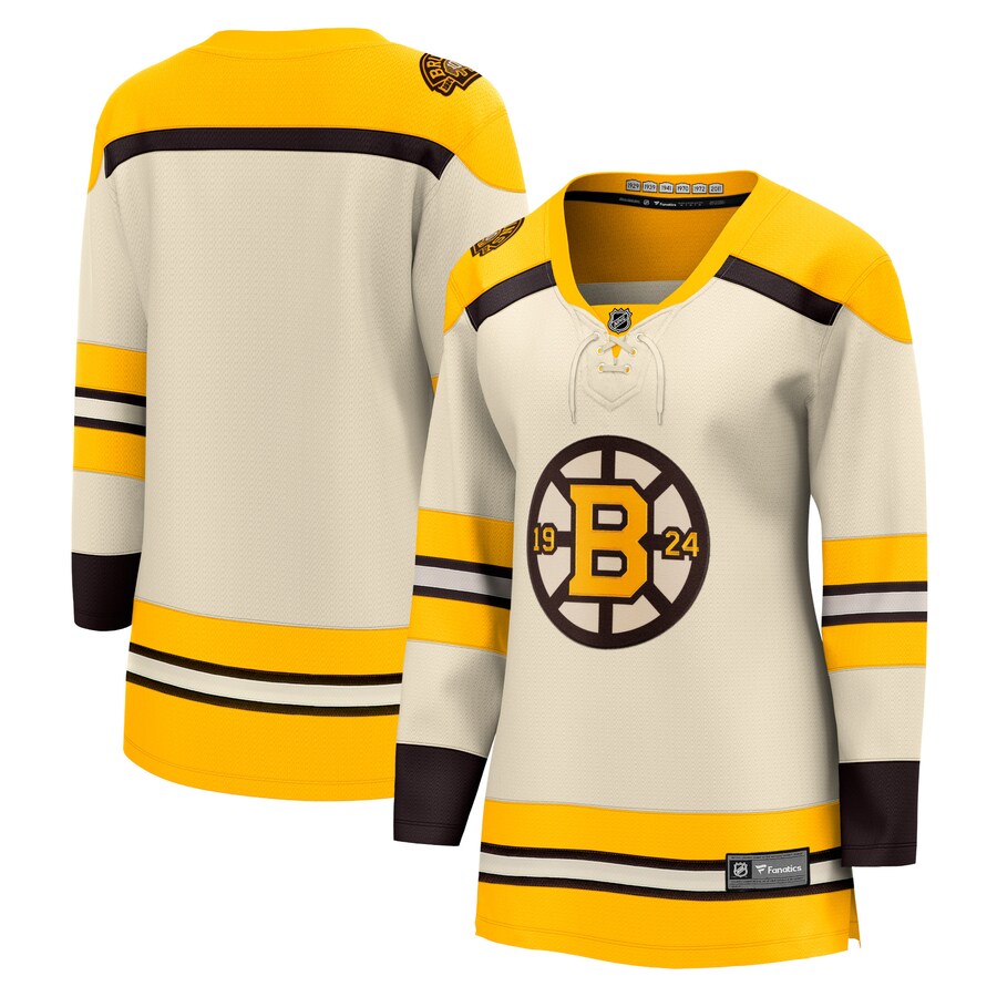 Women's Boston Bruins  Fanatics Branded Cream 100th Anniversary Premier Breakaway Jersey - ujerseystore