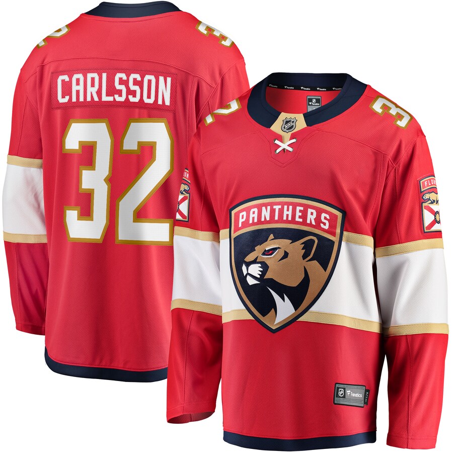 Men's Florida Panthers Lucas Carlsson Fanatics Branded Red Home Breakaway Player Jersey - ujerseystore
