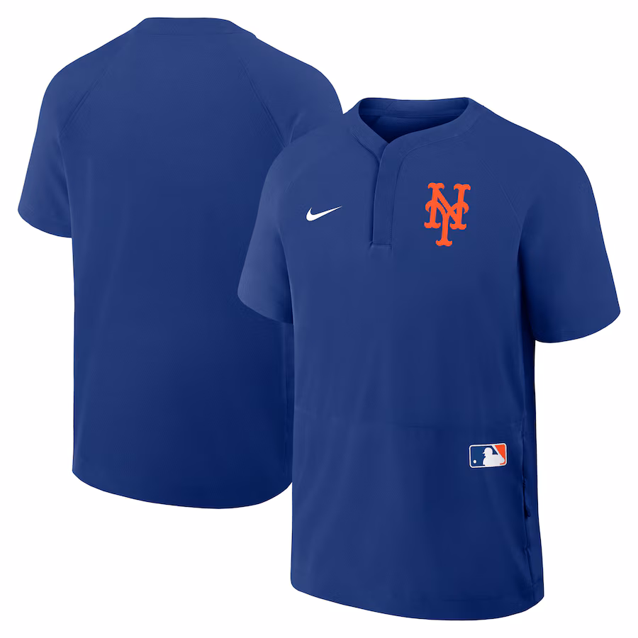 Men's New York Mets Nike Royal Authentic Collection Raglan Short Sleeve Windshirt - ujerseystore