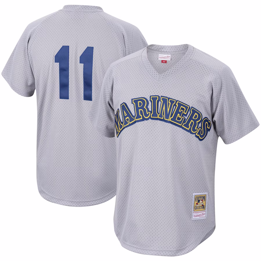 Men's Seattle Mariners Edgar Martinez Mitchell & Ness Charcoal Cooperstown Collection Mesh Batting Practice Jersey - ujerseystore