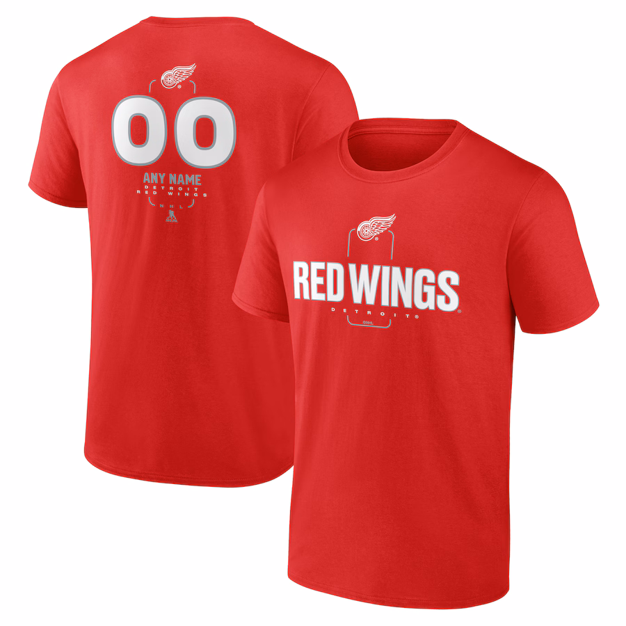Men's Detroit Red Wings Red Personalized Name & Number Midfielder T-Shirt - ujerseystore