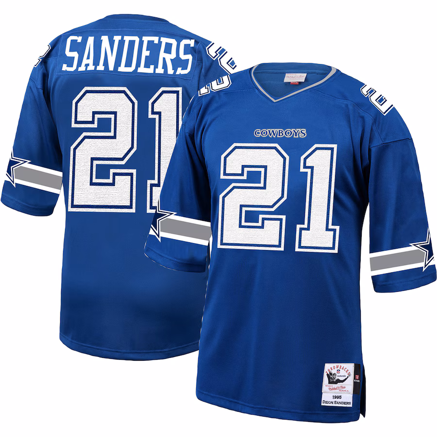 Men's Dallas Cowboys 1996 Deion Sanders Mitchell & Ness Royal Authentic Throwback Retired Player Jersey - ujerseystore