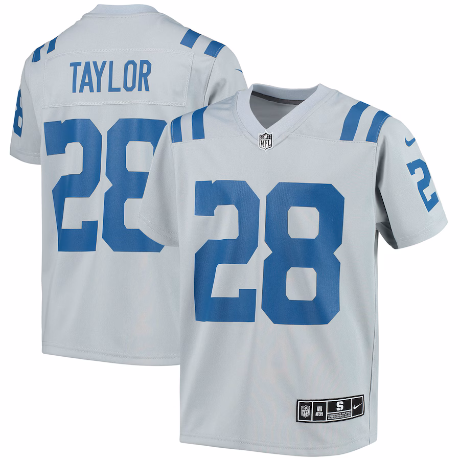 Youth Indianapolis Colts Jonathan Taylor Nike Gray Inverted Team Game Jersey - ujerseystore